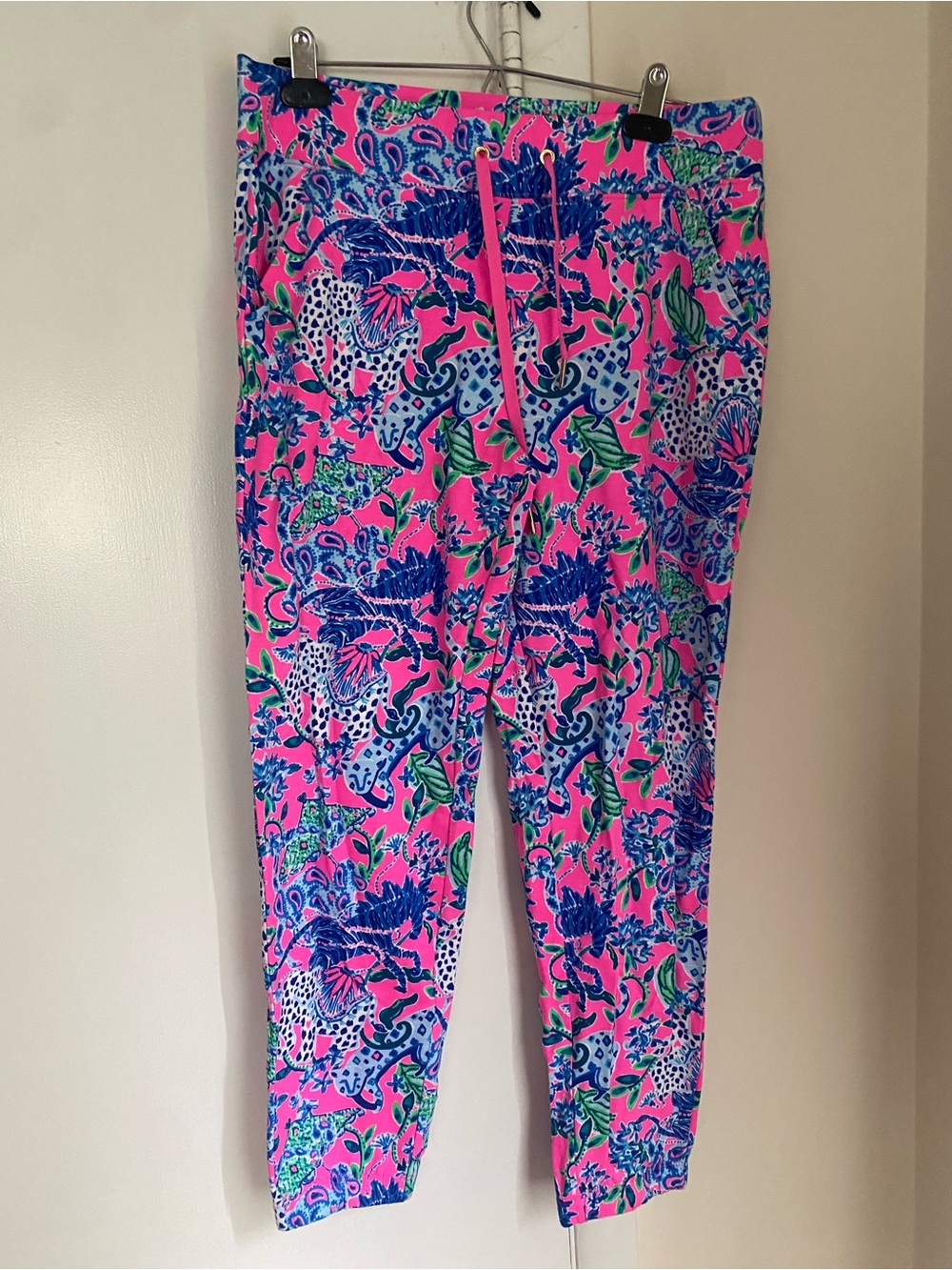 Lilly Pulitzer Hot Pink Tropical Print Drawstring Joggers